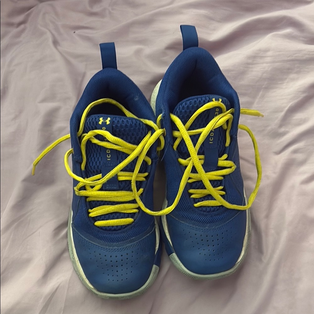 Kids Under Armour Blue and Yellow Sneakers